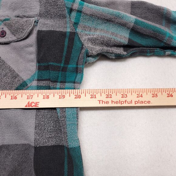 Timber Trail Casual Long Sleeve Button Up Hoodie Mens Size Medium M Gray Black - Picture 9 of 10